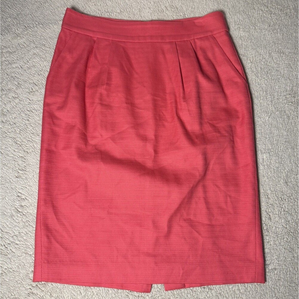 NWOT Banana Republic Salmon Pink Pencil Skirt Sz 4 Cotton Preppy Spring Career